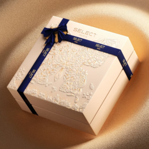 Luxury Embossed Shoulder Rigid Gift Box with Branded Ribbon