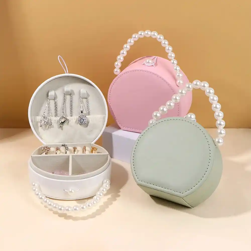 Pearl-Handle Mini Travel Jewelry Case - Image 2