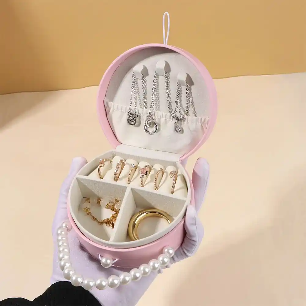 Pearl-Handle Mini Travel Jewelry Case - Image 3