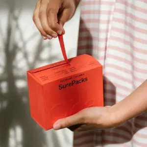 Compact custom shipping box in coral red