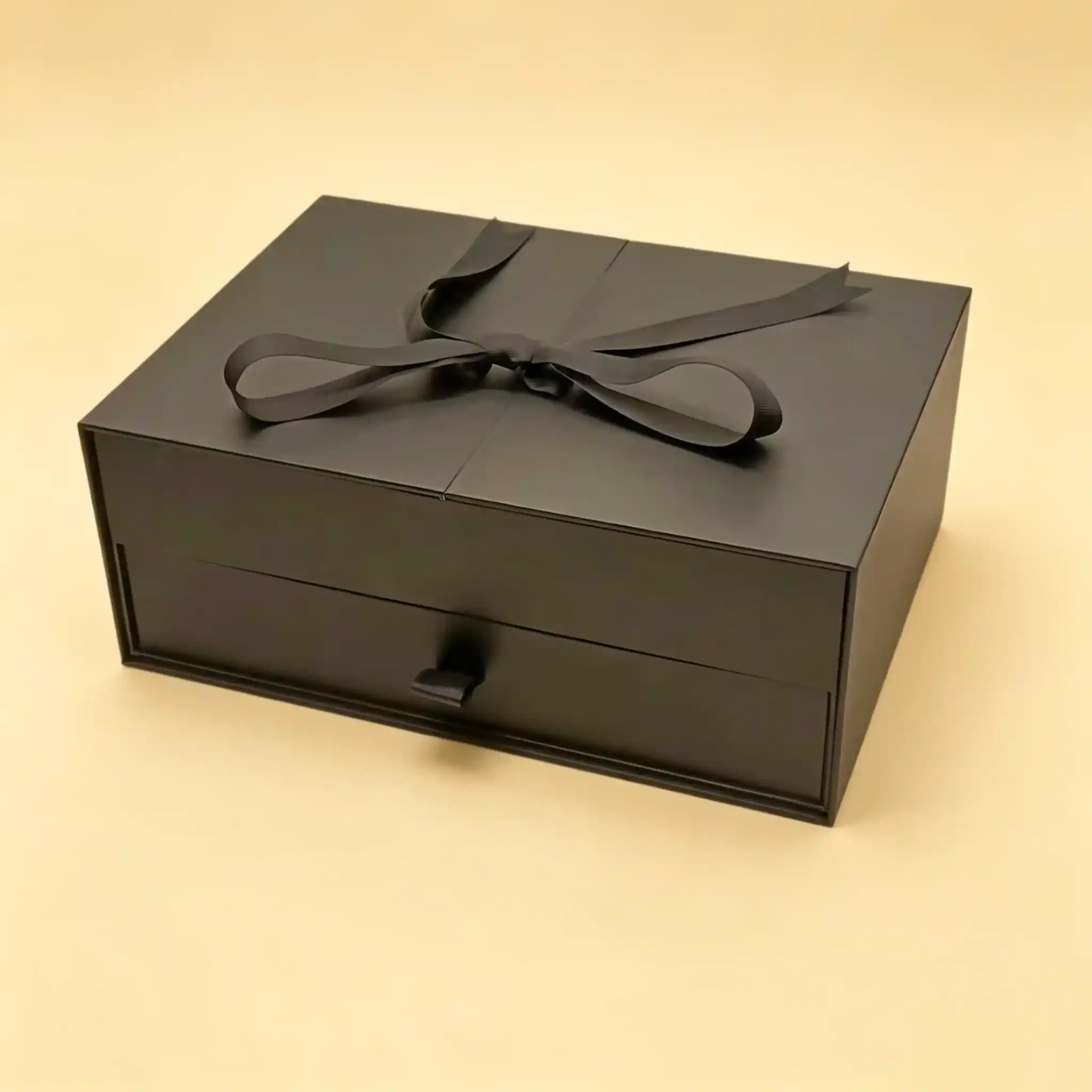 Matte Black & Gold Two-Tier Gatefold Drawer Box - Image 2