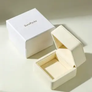 Luxury Leatherette Hinged Jewelry Box Set with Outer Protection Box