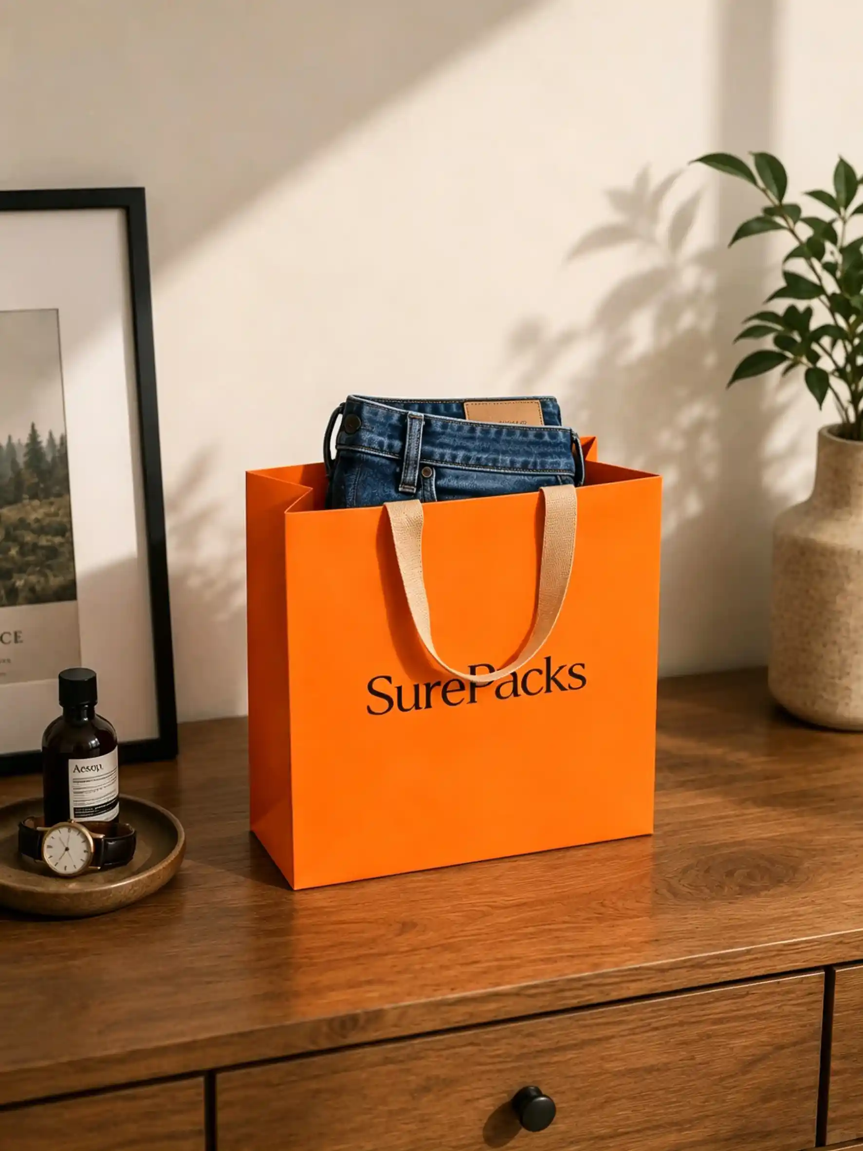 Contemporary High Quality Clothing Shopping Bag White Label - Image 4