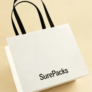 Custom Minimalist White Retail Shopping Bag